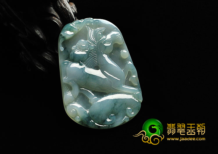 糯冰种飘花缅甸翡翠A货马上封侯挂件