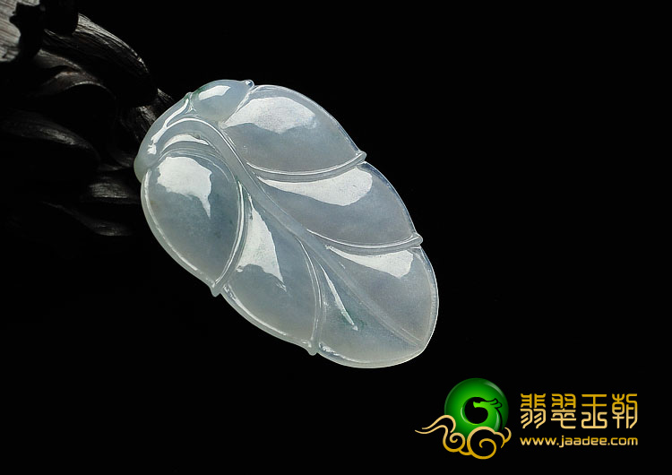 糯冰种略飘花缅甸翡翠A货叶子挂件