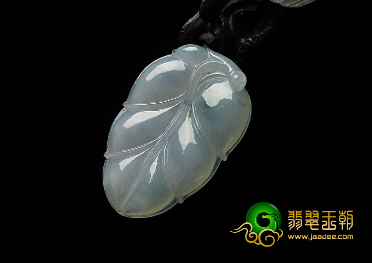 糯冰种略飘花缅甸翡翠A货叶子挂件