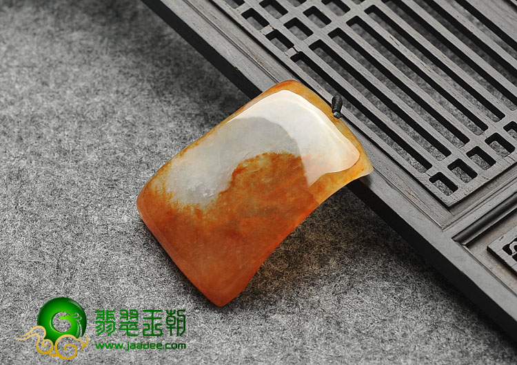 冰种红黄翡缅甸翡翠A货玉兔挂件