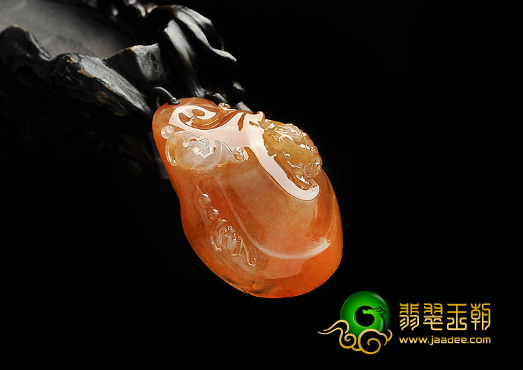 冰种红黄翡缅甸翡翠A货福寿如意挂件