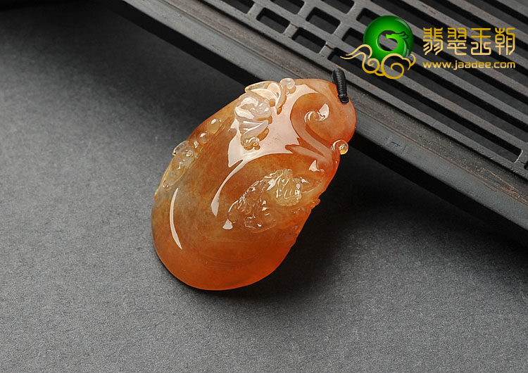 冰种红黄翡缅甸翡翠A货福寿如意挂件