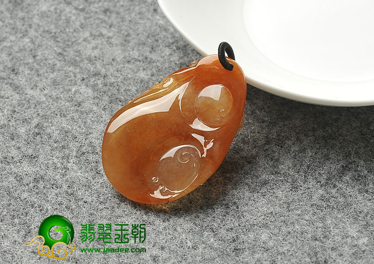 冰种红黄翡缅甸翡翠A货福寿如意挂件