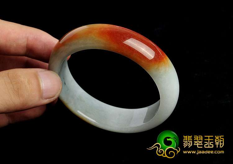 糯冰种红翡缅甸翡翠A货手镯（55.2mm）