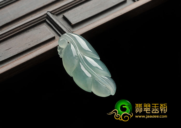 冰种晴水缅甸翡翠A货叶子挂件