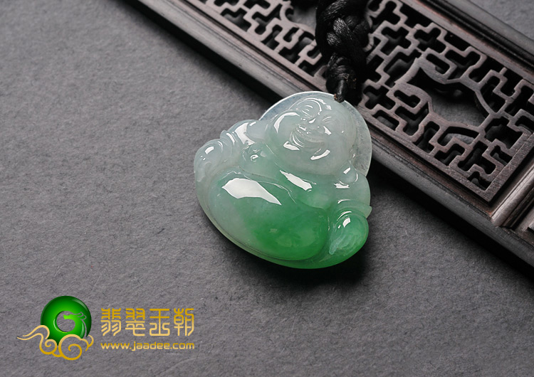 糯冰种翠色缅甸翡翠A货玉佛挂件