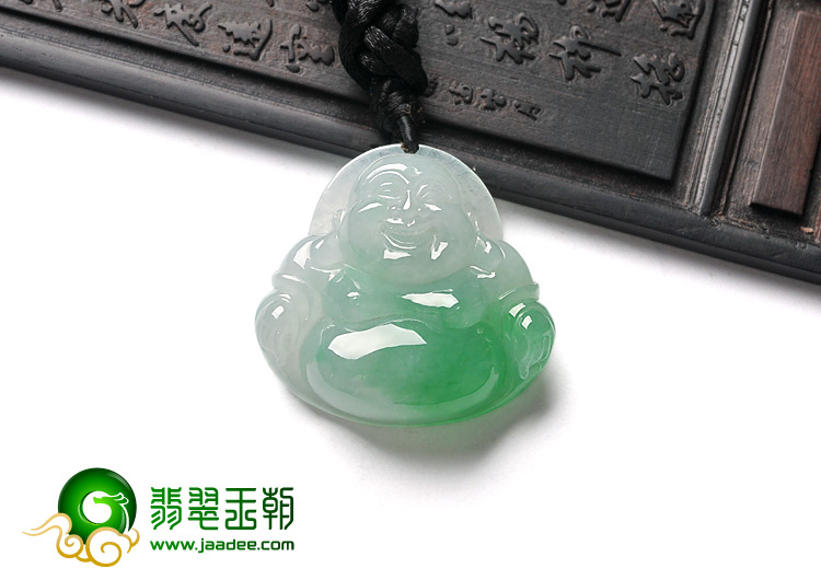 糯冰种翠色缅甸翡翠A货玉佛挂件