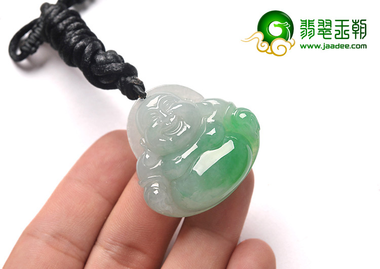 糯冰种翠色缅甸翡翠A货玉佛挂件