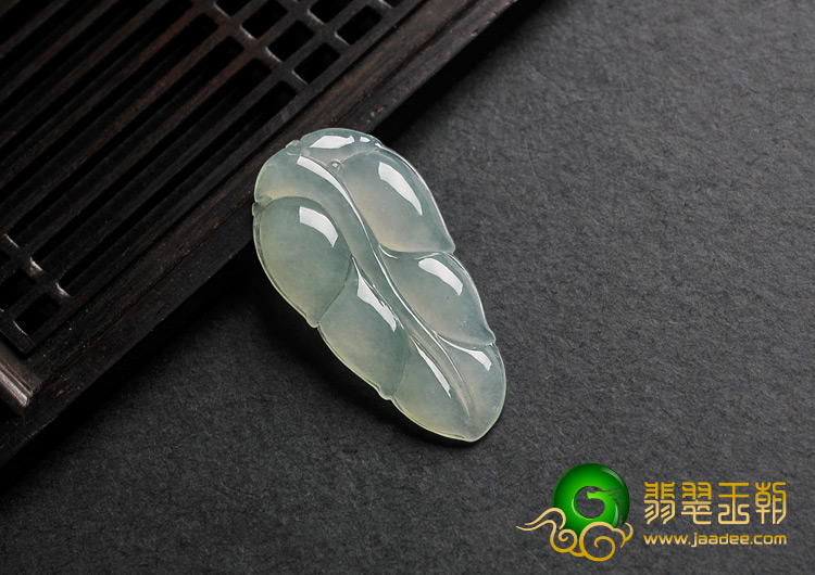冰种晴水缅甸翡翠A货叶子挂件