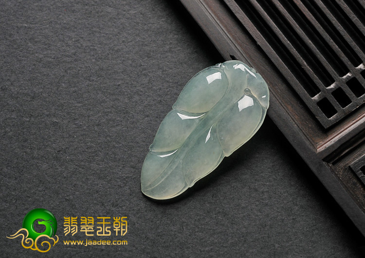 冰种晴水缅甸翡翠A货叶子挂件