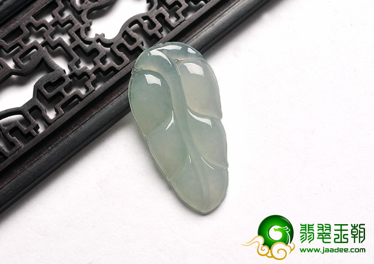 冰种晴水缅甸翡翠A货叶子挂件