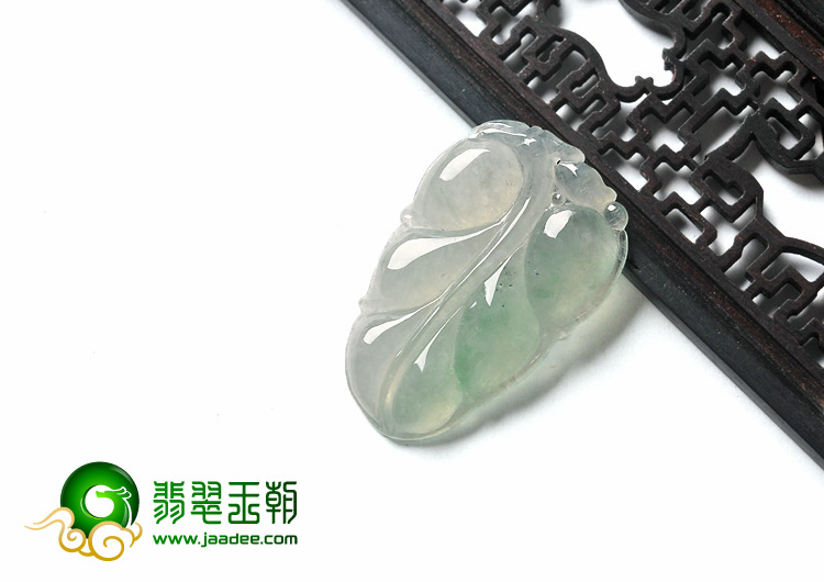 冰种晴水缅甸翡翠A货叶子挂件