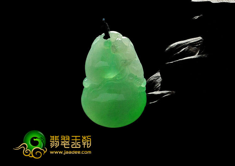 糯冰种翠色缅甸翡翠A货福禄寿挂件