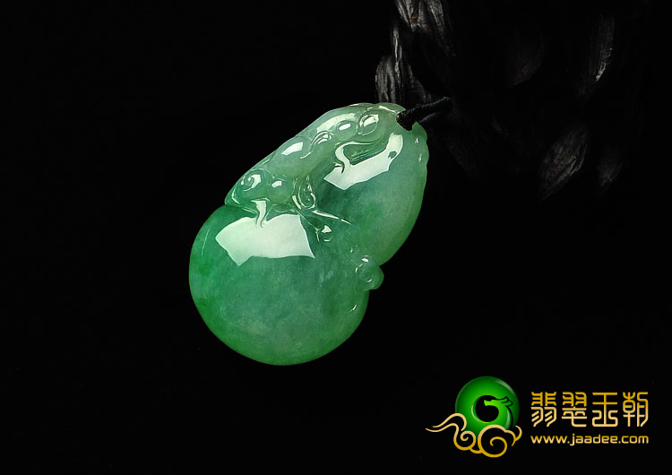 糯冰种翠色缅甸翡翠A货福禄寿挂件