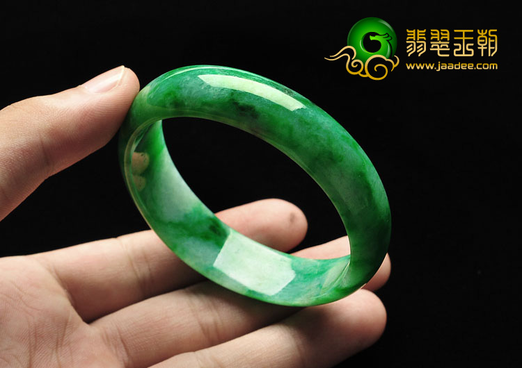 糯冰种花青缅甸翡翠A货手镯（56.9mm）