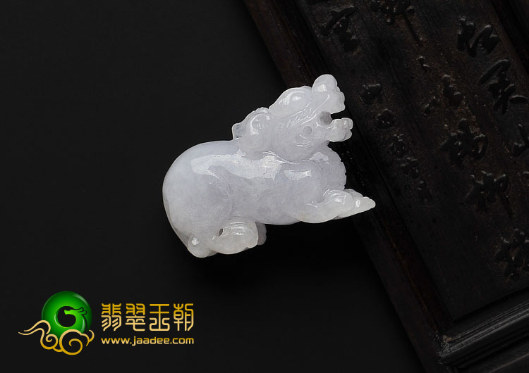 糯冰种紫罗兰缅甸翡翠A货貔貅挂件