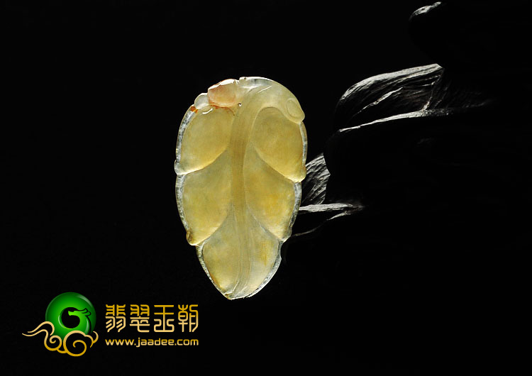 冰种黄翡缅甸翡翠A货叶子挂件