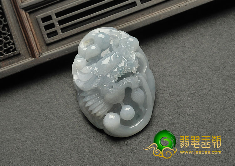 糯冰种淡紫罗兰飘花缅甸翡翠A货龙头挂件