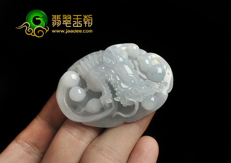 糯冰种淡紫罗兰飘花缅甸翡翠A货龙头挂件