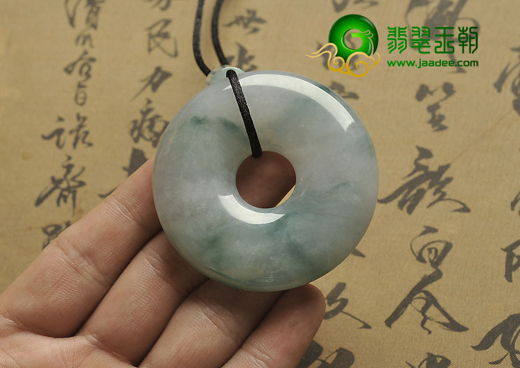 糯冰种飘花缅甸翡翠A货平安扣挂件