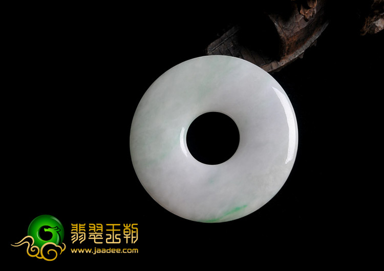 糯冰种春带彩缅甸翡翠A货平安扣挂件