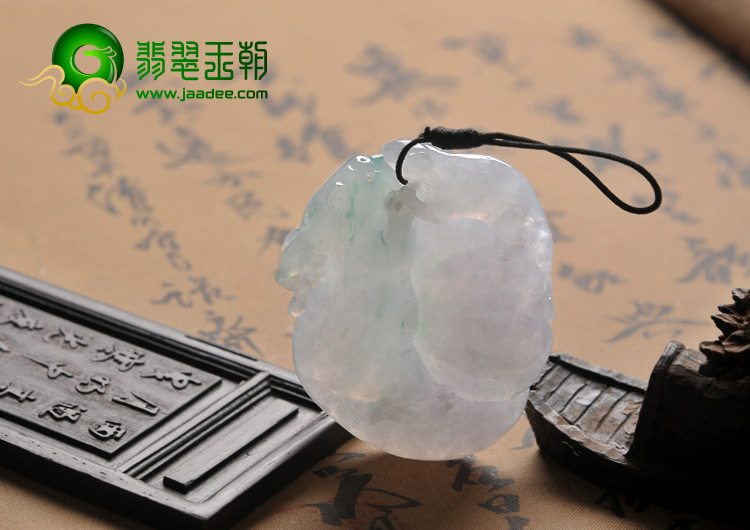 冰种晴水飘花缅甸翡翠A货鼠运财挂件