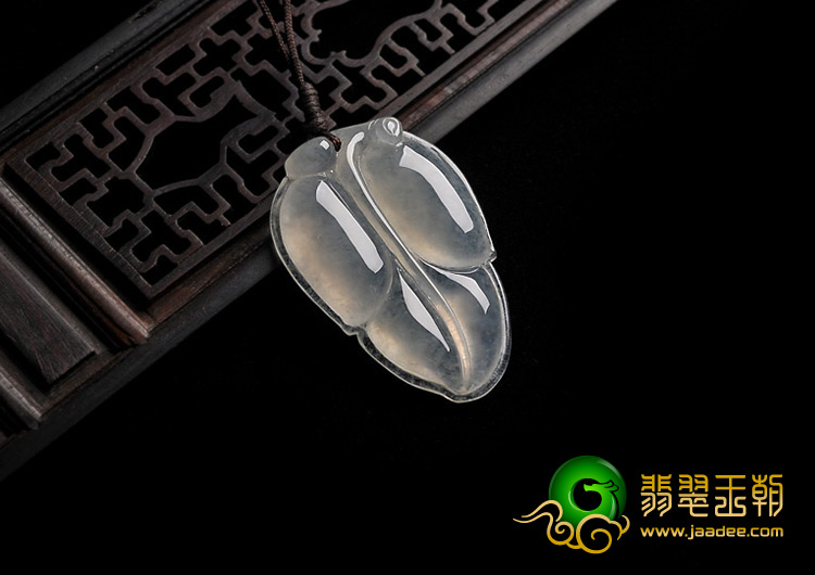 冰玻种缅甸翡翠A货叶子挂件