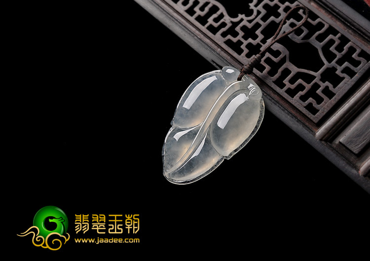 冰玻种缅甸翡翠A货叶子挂件