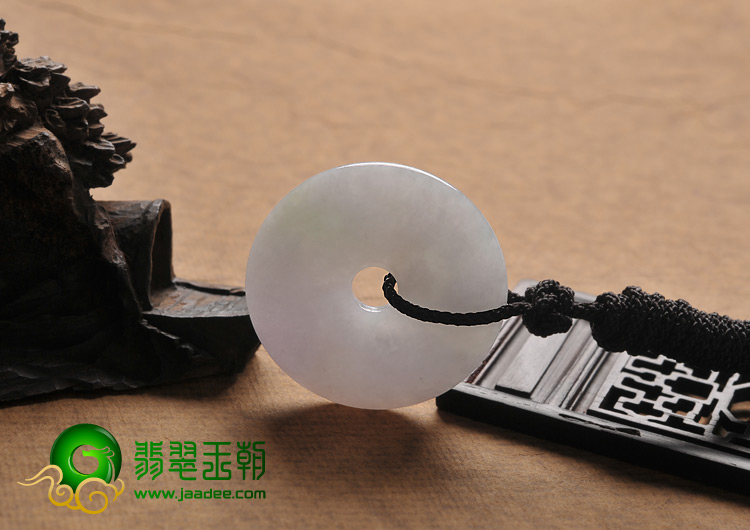 糯冰种淡紫罗兰缅甸翡翠A货平安扣挂件