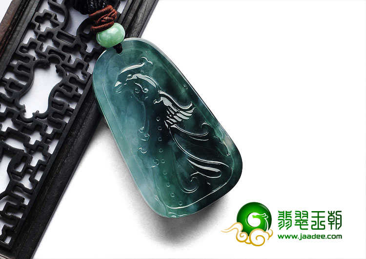 冰种飘花缅甸翡翠A货龙凤呈祥挂件