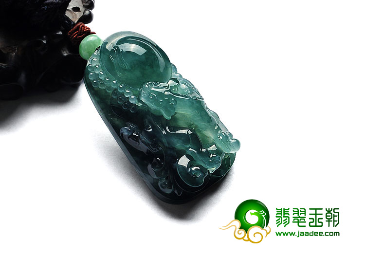 冰种飘花缅甸翡翠A货龙凤呈祥挂件