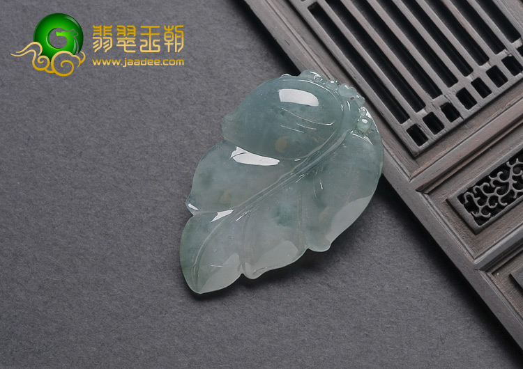 糯冰种飘花缅甸翡翠A货叶子挂件