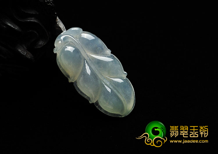 糯冰种淡晴水缅甸翡翠A货叶子挂件