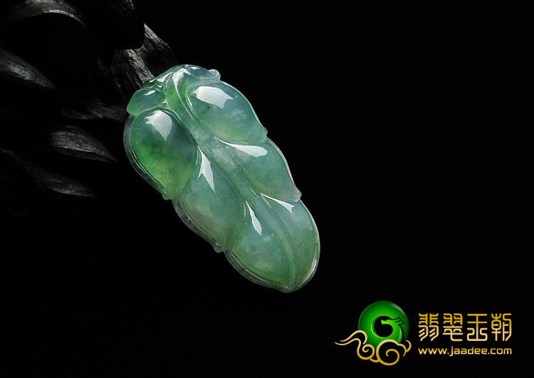 糯冰种晴水缅甸翡翠A货叶子挂件