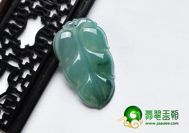 冰种晴水缅甸翡翠A货叶子挂件