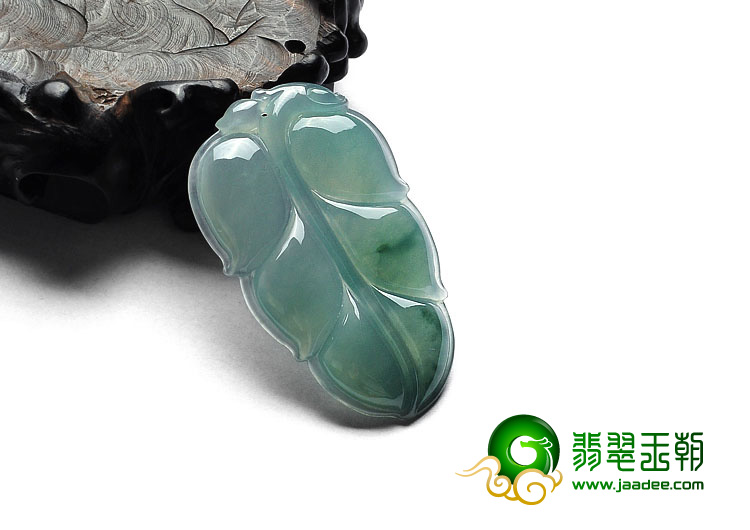 冰种晴水缅甸翡翠A货叶子挂件