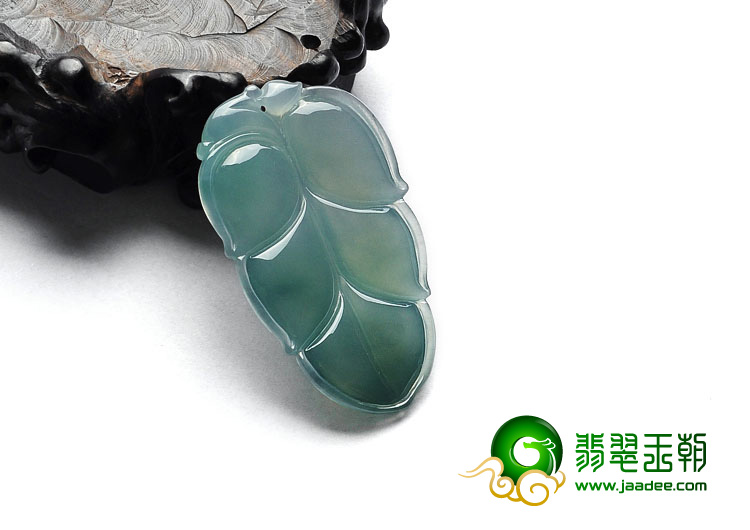 冰种晴水缅甸翡翠A货叶子挂件