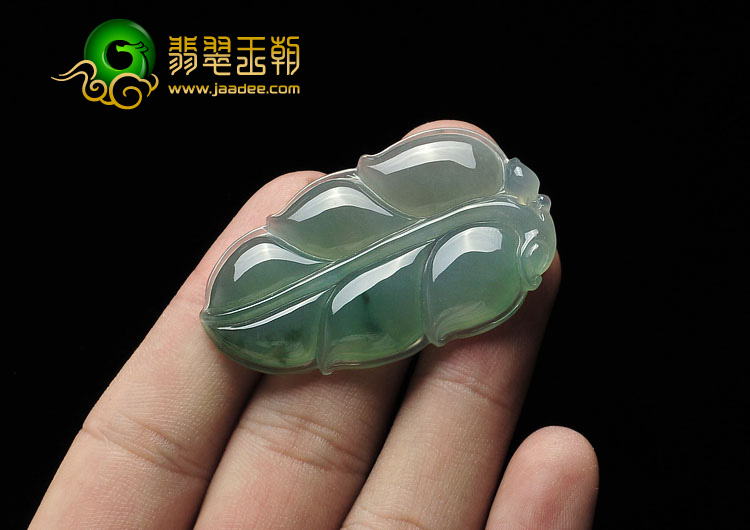 冰种晴水缅甸翡翠A货叶子挂件