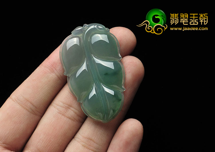 冰种晴水缅甸翡翠A货叶子挂件