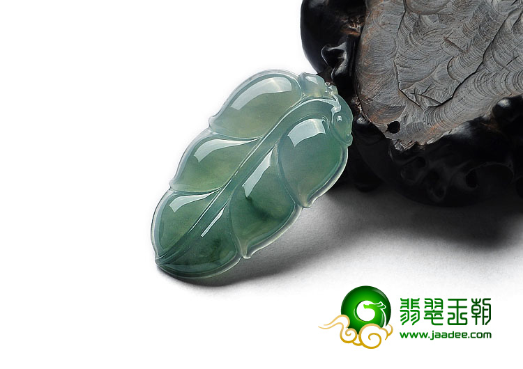 冰种晴水缅甸翡翠A货叶子挂件