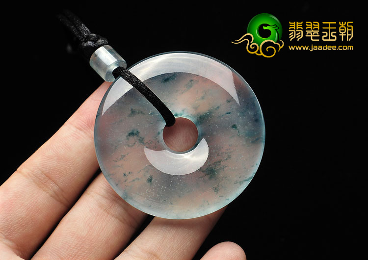 玻璃种飘花缅甸翡翠A货平安扣挂件
