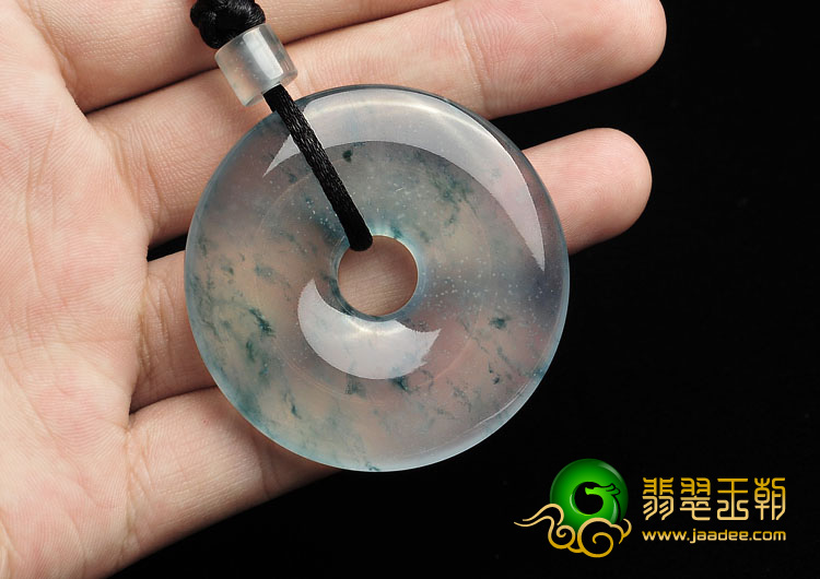 玻璃种飘花缅甸翡翠A货平安扣挂件
