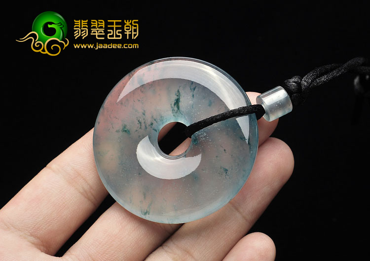 玻璃种飘花缅甸翡翠A货平安扣挂件