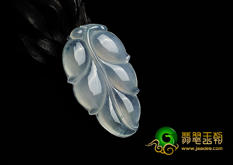 冰种略飘花缅甸翡翠A货叶子挂件