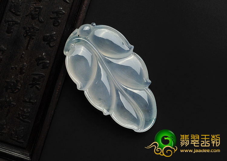 冰种略飘花缅甸翡翠A货叶子挂件