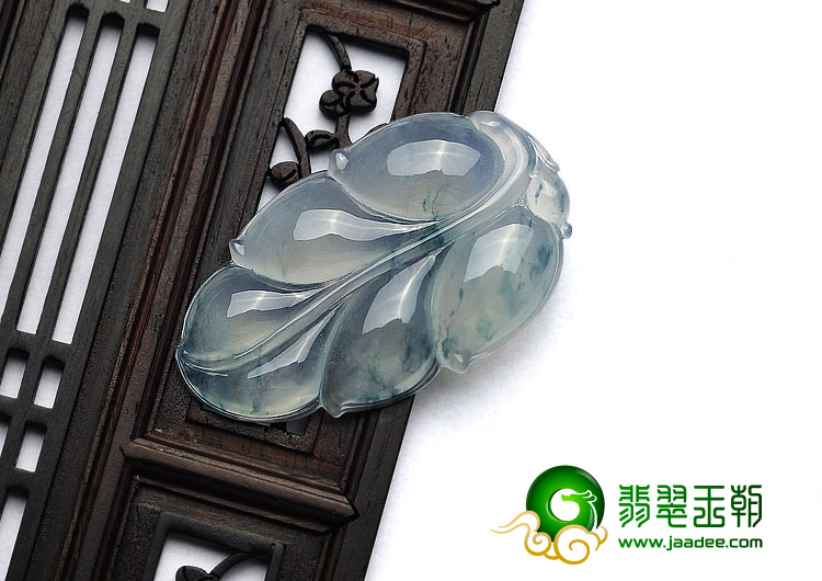 冰种飘花缅甸翡翠A货叶子挂件