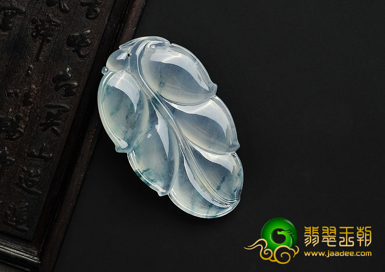 冰种飘花缅甸翡翠A货叶子挂件