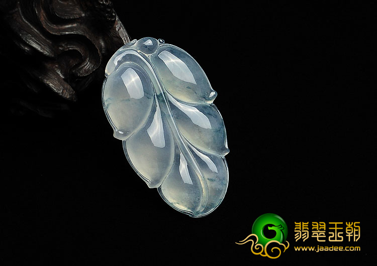 冰种飘花缅甸翡翠A货叶子挂件