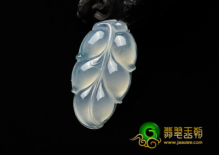 冰种略飘花缅甸翡翠A货叶子挂件