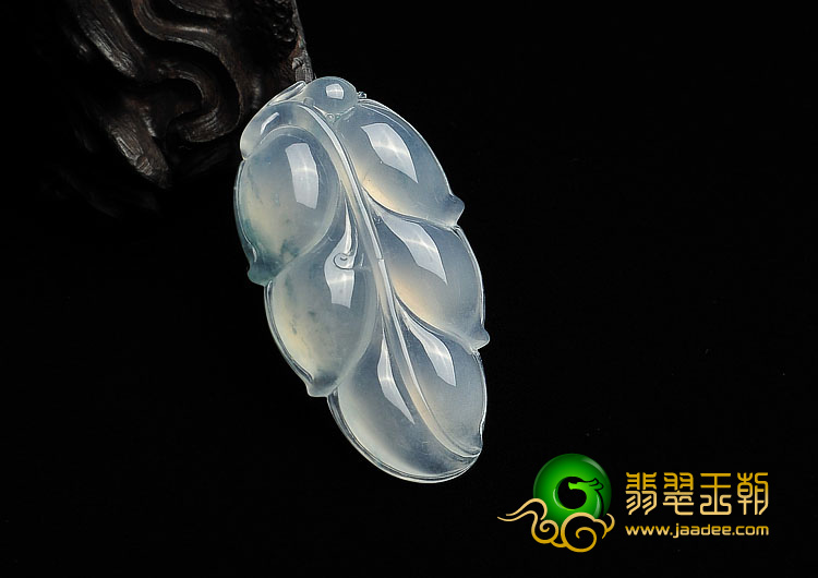 冰种略飘花缅甸翡翠A货叶子挂件